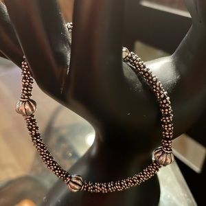 Sterling silver bracelet with accent beads and magnetic closure